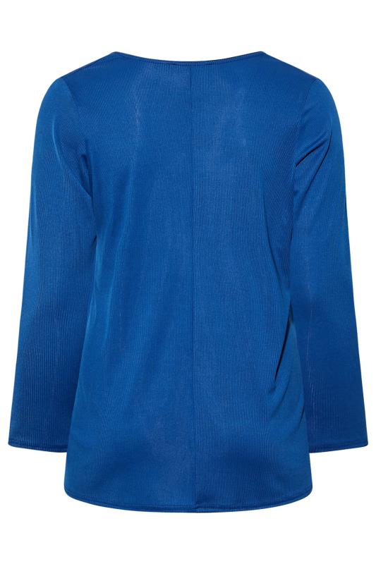 LIMITED COLLECTION Plus Size Blue Long Sleeve Seam Detail Top | Yours Clothing 6