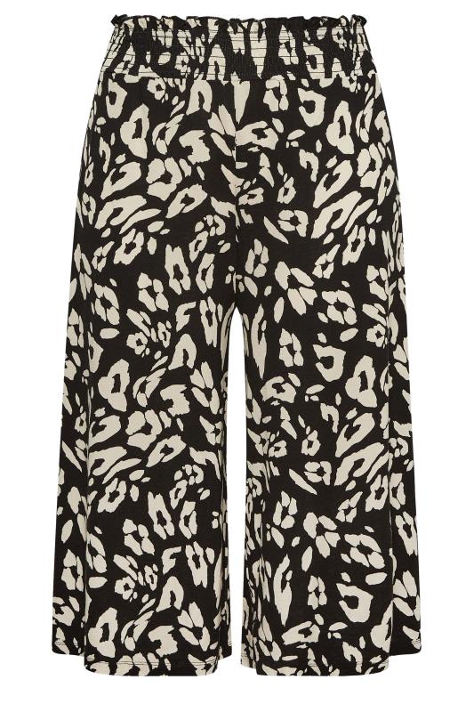 YOURS Plus Size Black Leopard Print Shirred Waist Culottes | Yours Clothing 5