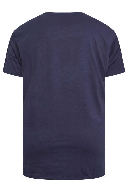 KAM Big & Tall Blue & Black 2 Pack Slogan Printed T-Shirts 7