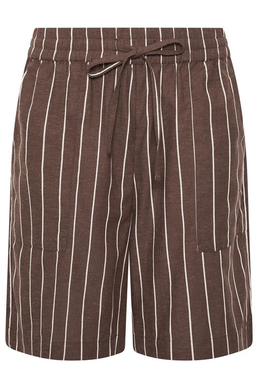 M&Co Chocolate Brown Striped Linen Shorts | M&Co 5