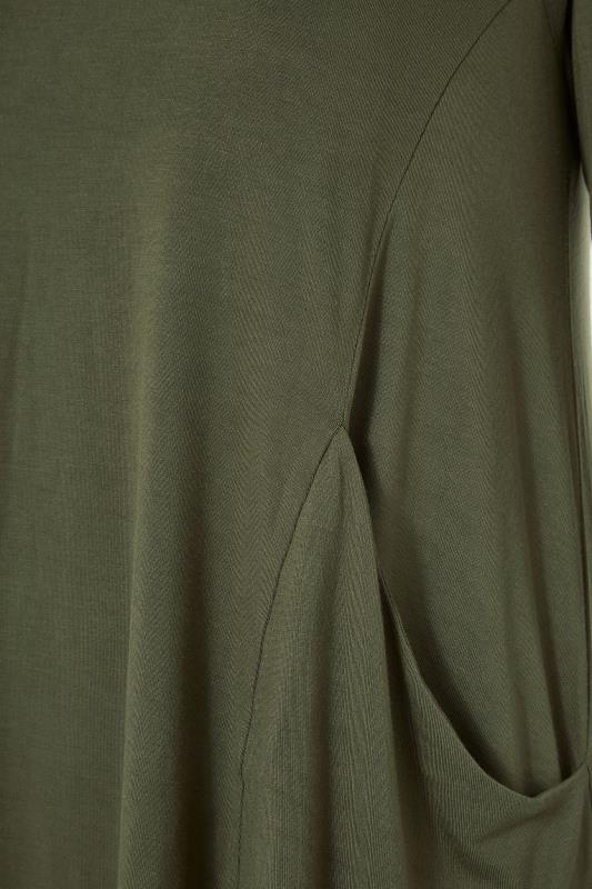 Curve Khaki Green Drape Pocket Midi Dress_S.jpg