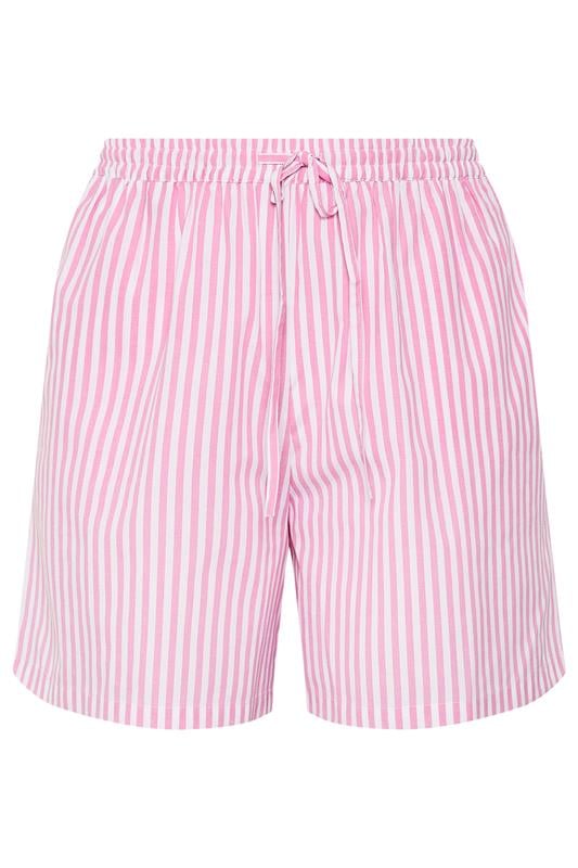 YOURS Plus Size Pink Stripe Shorts | Yours Clothing 5
