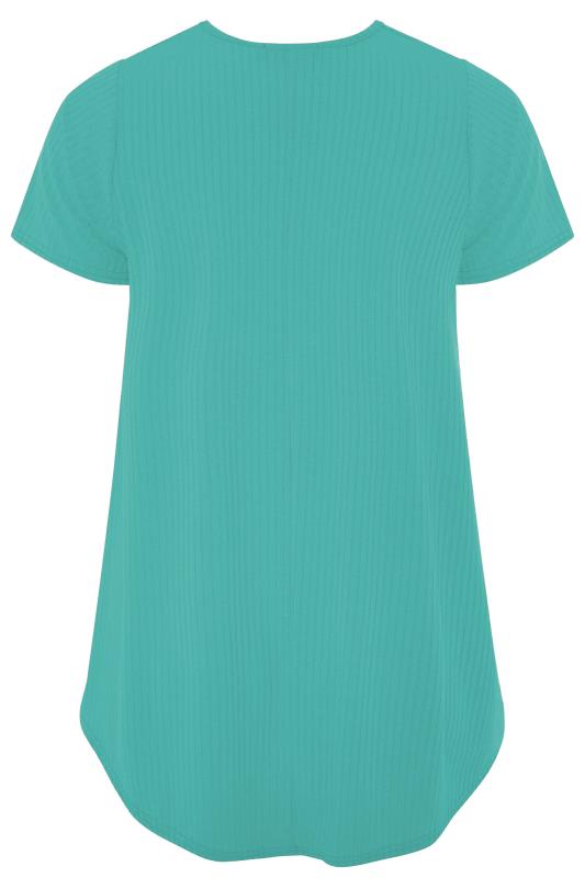 LIMITED COLLECTION Curve Turquoise Blue Ribbed Swing T-Shirt 6