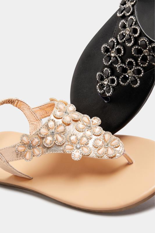 Rose Gold Diamante Flower Sandals In Extra Wide EEE Fit_E.jpg