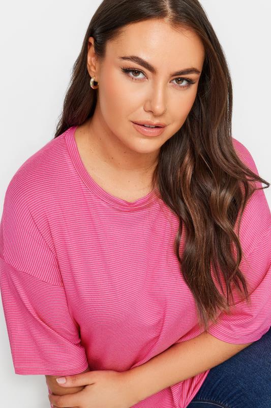 YOURS Plus Size Pink Oversized Boxy T-Shirt | Yours Clothing 4
