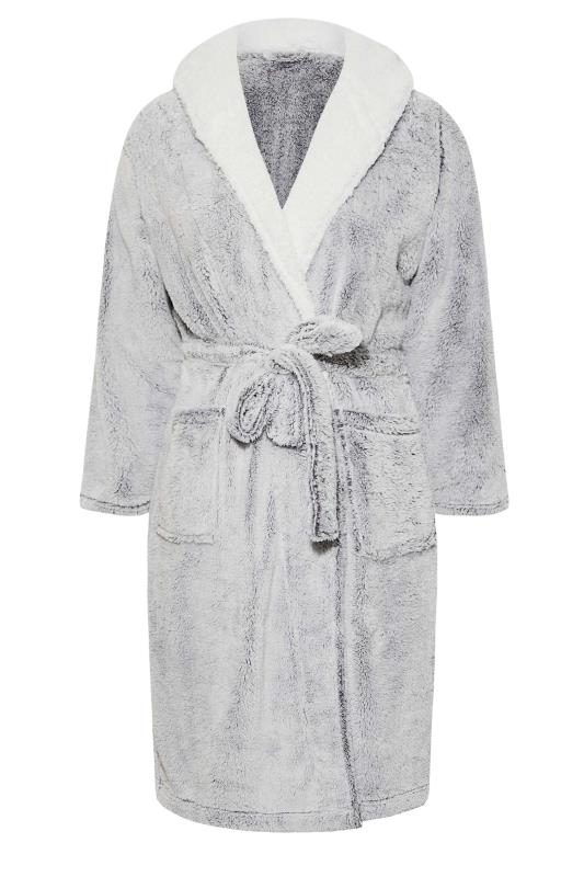 Plus Size Grey Contrast Hooded Dressing Gown | Yours Clothing 7