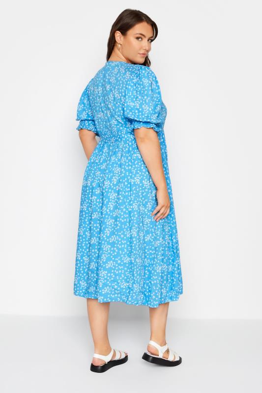 LIMITED COLLECTION Plus Size Blue Ditsy Wrap Dress | Yours Clothing 2