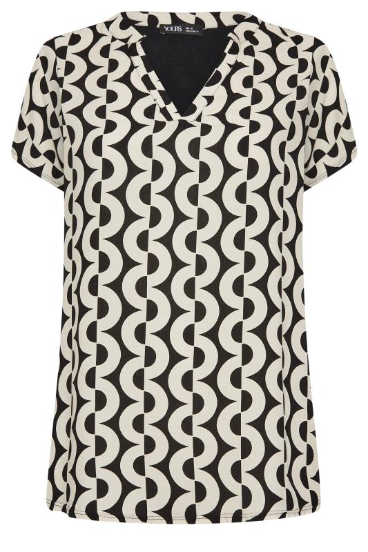 YOURS Curve Plus Size White Geometric Print Blouse | Yours Clothing  6