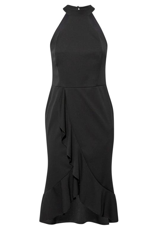 YOURS LONDON Plus Size Black Halter Neck Ruffle Wrap Dress | Yours Clothing 7