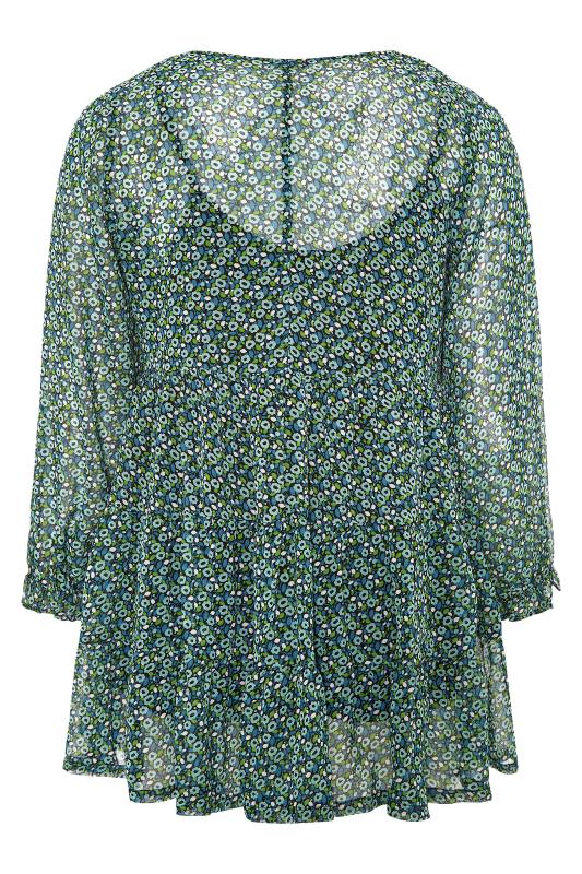 LIMITED COLLECTION Curve Green Ditsy Smock Tunic Top_BK.jpg