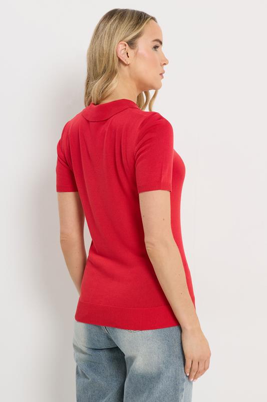 LTS Tall Women's Red Knitted Polo Top | Long Tall Sally 4