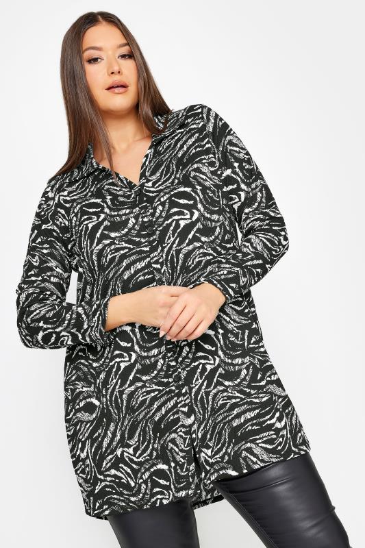  Grande Taille YOURS Curve Black Abstract Print Shirt