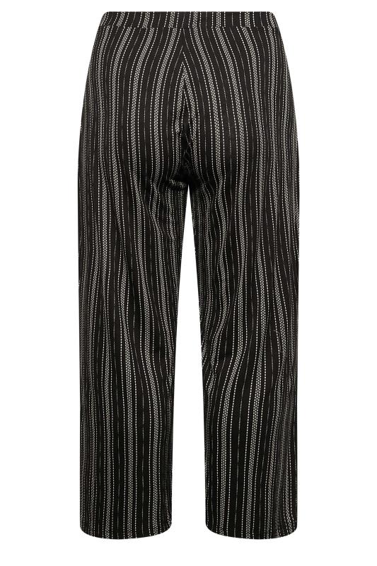 Plus Size Black Stripe Print Wide Leg Stretch Trousers | Yours Clothing 7