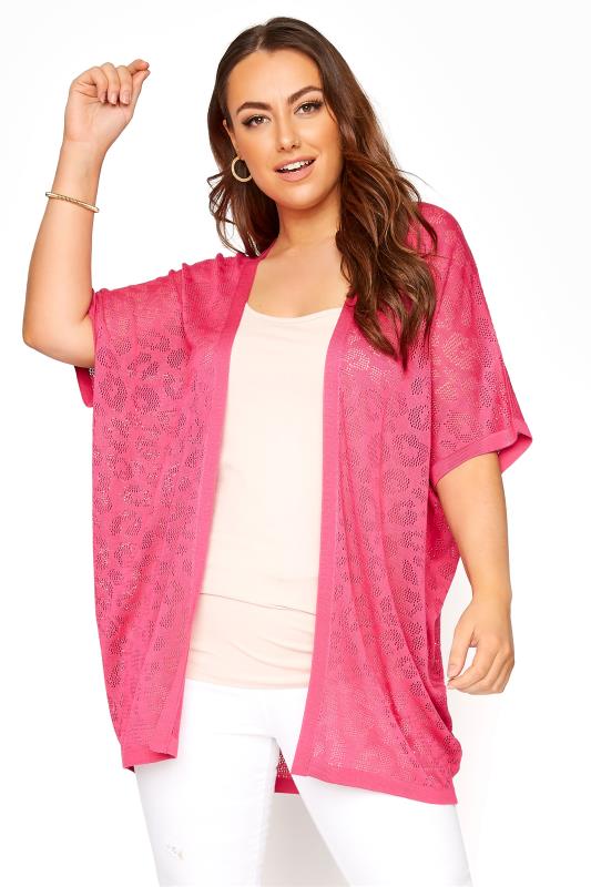 Pink Knitted Pointelle Leopard Print Cardigan_A.jpg