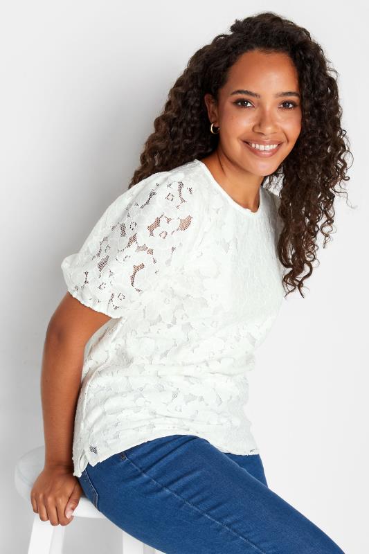 Women's  M&Co White Lace Puff Sleeve Blouse