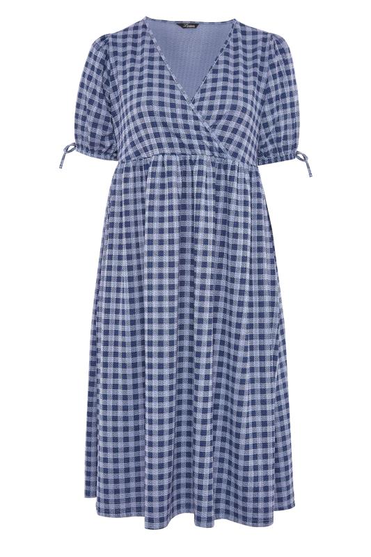 LIMITED COLLECTION Curve Blue Gingham Wrap Midaxi Dress_F.jpg