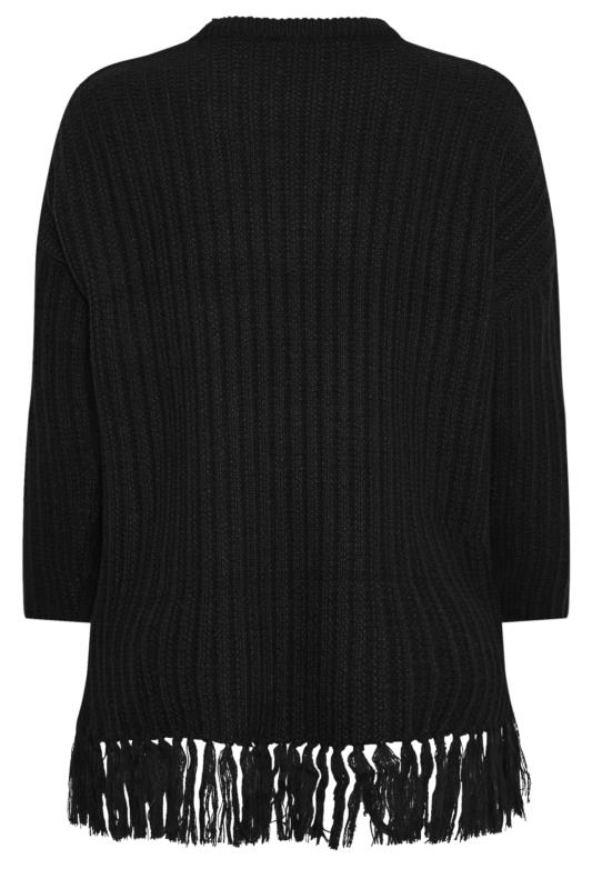 YOURS Plus Size Black Fringe Detail Knitted Jumper | Yours Clothing 7