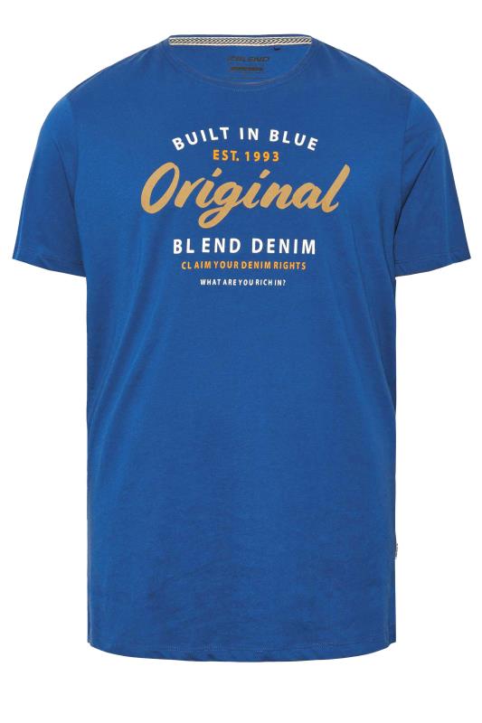 BLEND Big & Tall Blue Printed Logo T-Shirt | BadRhino 3