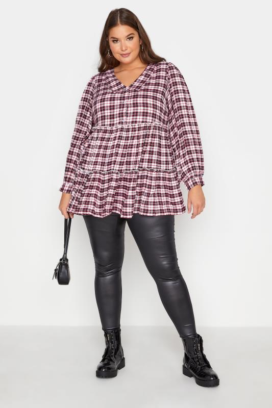Plus Size LIMITED COLLECTION Red & White Check Tiered Top | Yours Clothing 2
