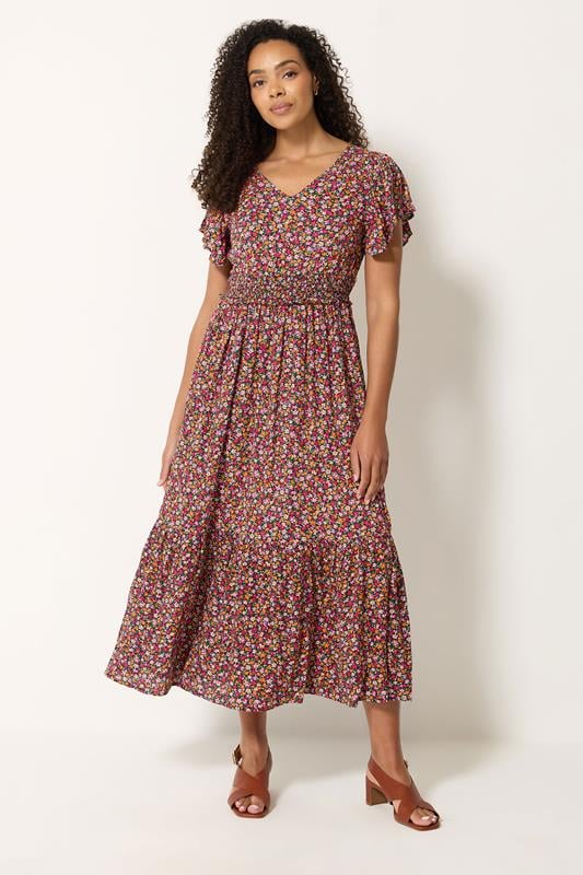  M&Co vestido largo rosa con estampado de florecillas