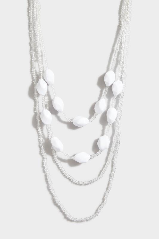  dla puszystych White Beaded Layered Necklace