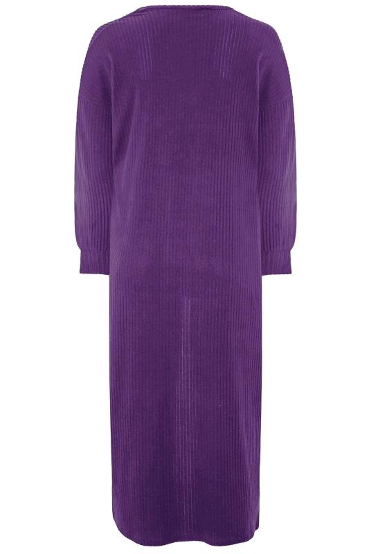 Plus Size LIMITED COLLECTION Plum Purple Ribbed Maxi Cardigan | Yours Clothing 6