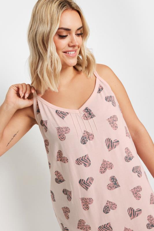 YOURS Plus Size Pink Heart Print Chemise Nightdress | Yours Clothing 5