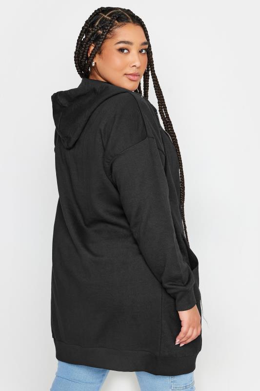 YOURS Plus Size Black Longline Zip Hoodie | Yours Clothing