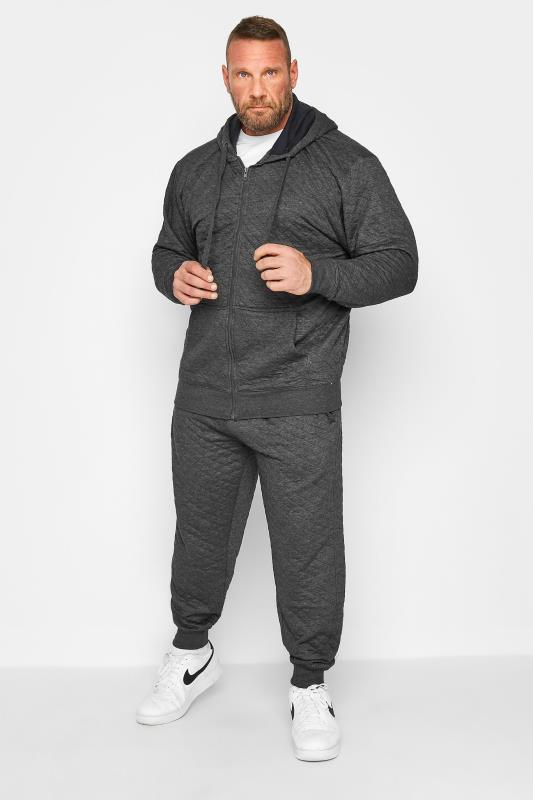 KAM Big & Tall Charcoal Grey Quilted Joggers | BadRhino 2