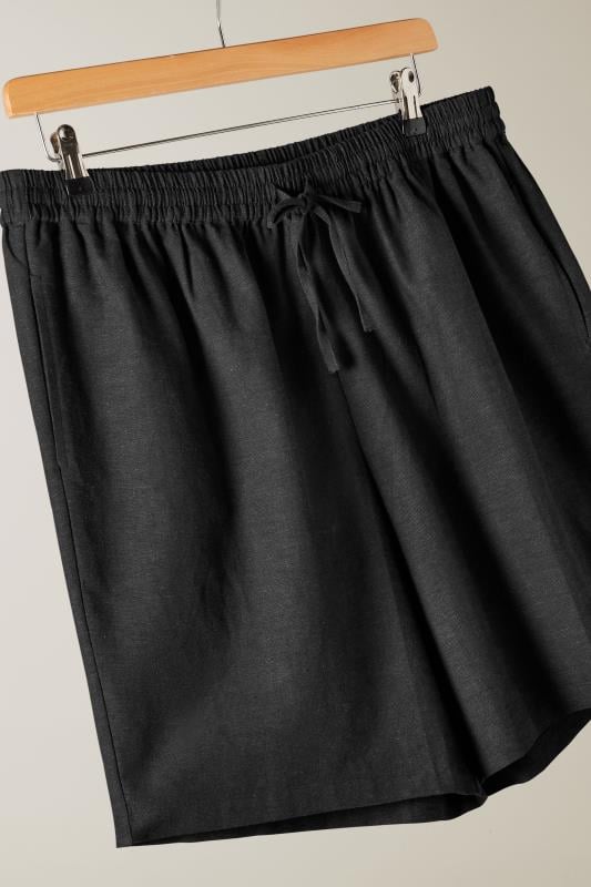 EVANS Plus Size Black Linen Shorts | Evans 7