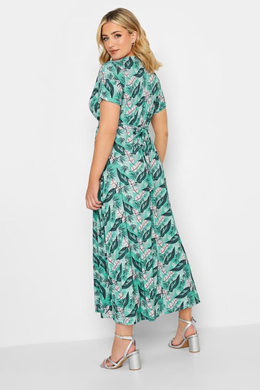 YOURS Plus Size Turquoise Green Leaf Print Maxi Wrap Dress | Yours Clothing 3