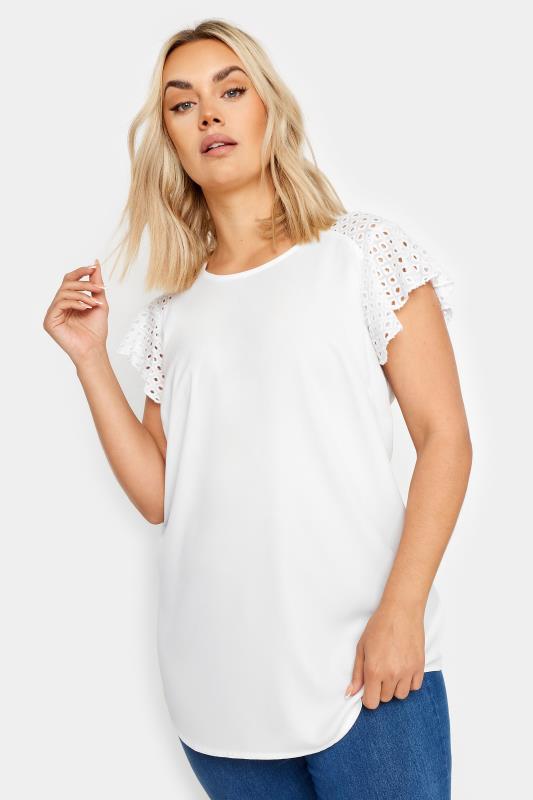  Tallas Grandes YOURS Curve White Flutter Sleeve Top