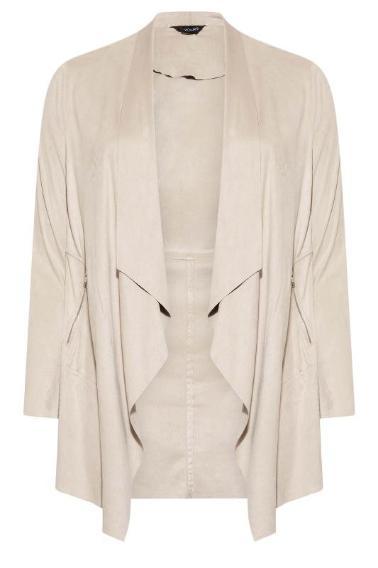 YOURS Plus Size Cream Faux Suede Waterfall Jacket | Yours Clothing 6