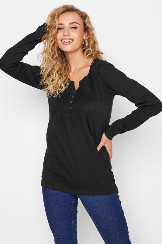 LTS MADE FOR GOOD Tall Black Henley Top 1
