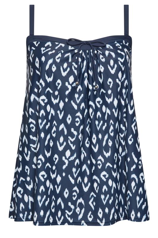 YOURS Curve Plus Size Navy Blue Animal Print Tankini Top | Yours Clothing  8