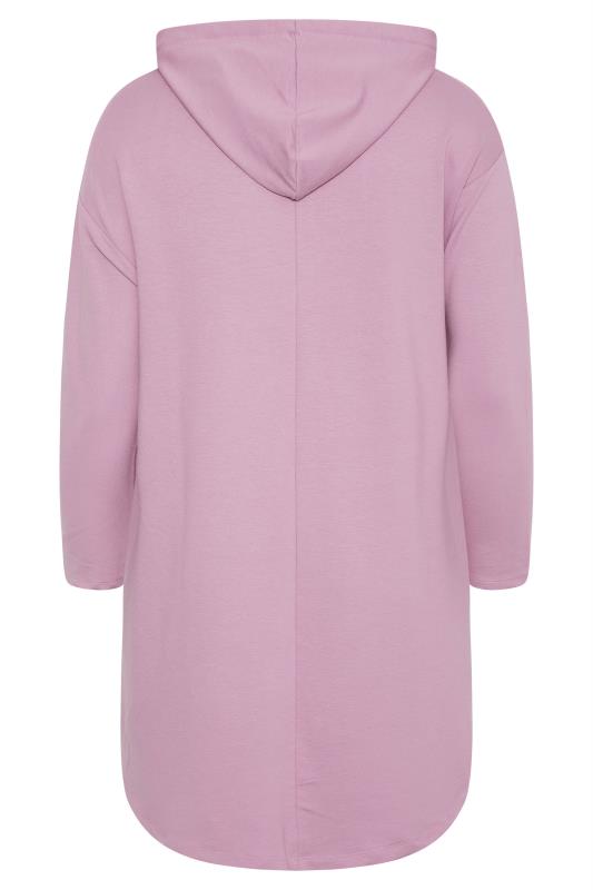 Plus Size Lilac Purple Dipped Hem Longline Hoodie | Yours Clothing 7
