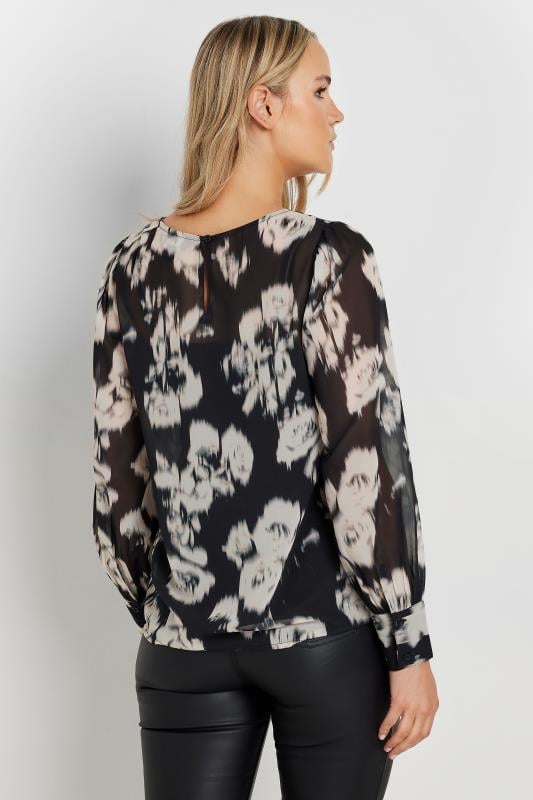 LTS Tall Black Blurred Rose Woven Blouse | Long Tall Sally 4