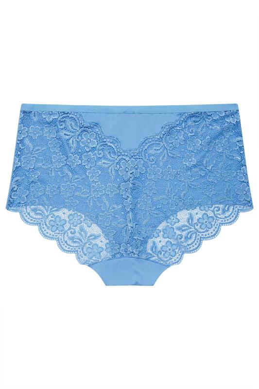 YOURS Plus Size 3 PACK Blue & Pink Lace High Waisted Full Briefs | Yours Clothing 9