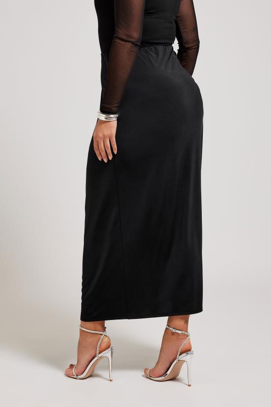 YOURS LONDON Plus Size Black Slinky Maxi Skirt | Yours Clothing 3