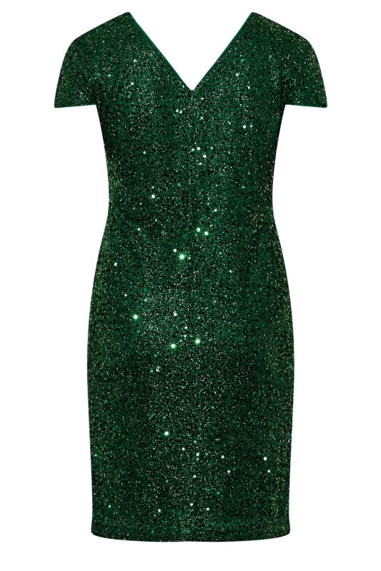 YOURS LONDON Plus Size Green Sequin Embellished Shift Dress | Yours Clothing 7