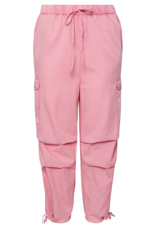 LIMITED COLLECTION Plus Size Pink Acid Wash Cargo Trousers | Yours Clothing 6