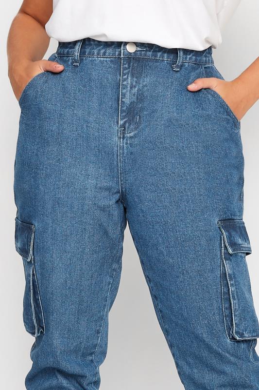 Curve Blue Cargo Pocket Jeans 3