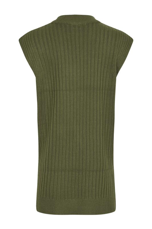 LTS Tall Women's Khaki Green Knitted Ribbed Vest Top | Long Tall Sally  7