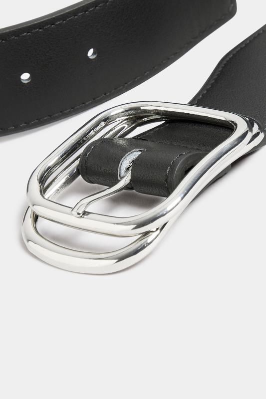 Black Double Buckle Wide Stretch Belt | Yours Clothing 4