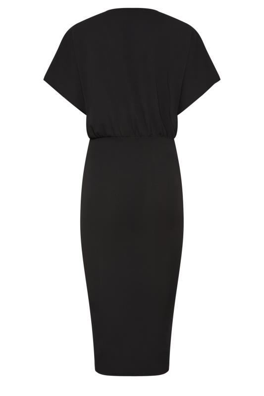 LTS Tall Women's Black Scuba Wrap Midi Dress | Long Tall Sally 7