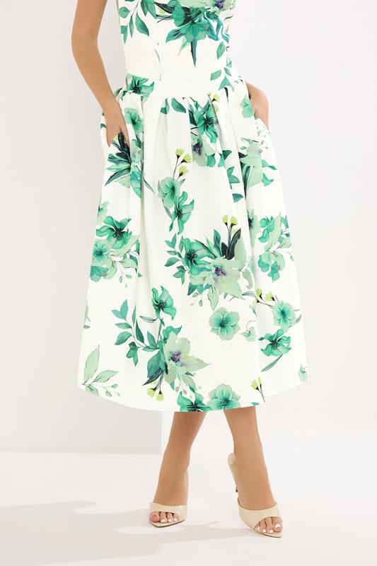 STAR White Floral Scuba Maxi Skirt | StarByJM 1