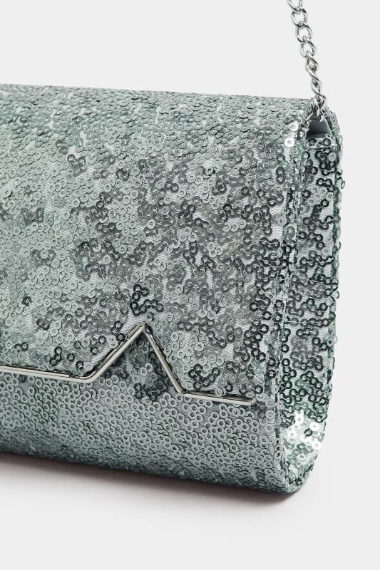 Silver Sequin Embellished Clutch Bag Yours Clothing