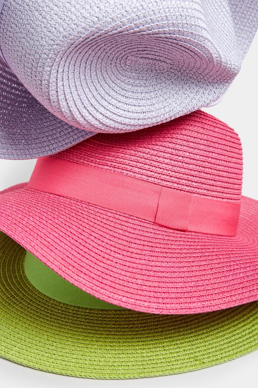 Hot Pink Straw Fedora Hat | Yours Clothing  5