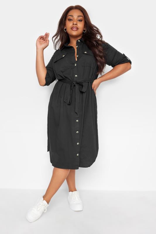 LIMITED COLLECTION Plus Size Black Utility Shirt Dress | Yours Clothing 2