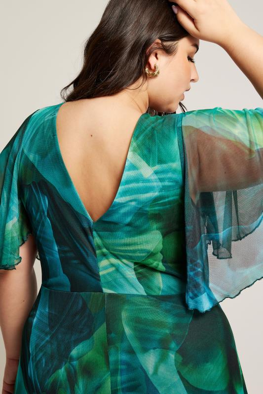 YOURS LONDON Plus Size Green Abstract Print Wrap Maxi Dress | Yours Clothing 4